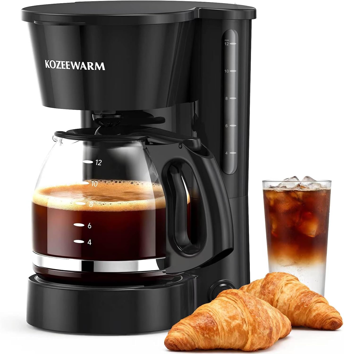 Coffee Maker, 12 Cup Drip Coffee Machine with Glass Carafe and Dry-boil&Overheat Protection for Travel Camping RV Office