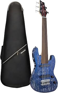 WishMade Fretless Travel Electric 5 String Bass Guitar Portable Short Scale Small Bass Guitars with Gigbag Maple Neck Chameleon
