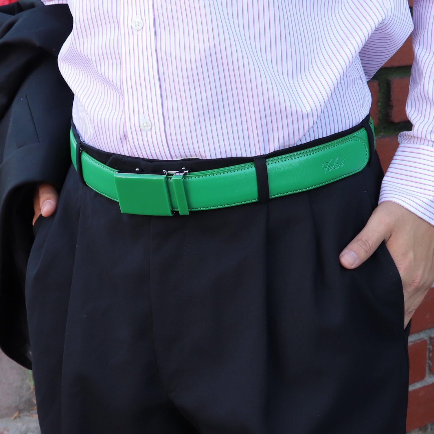 Falari Men Unisex Genuine Leather Ratchet Dress and Casual Belt, Automatic Sliding Buckle, Trim to Fit - Image 5