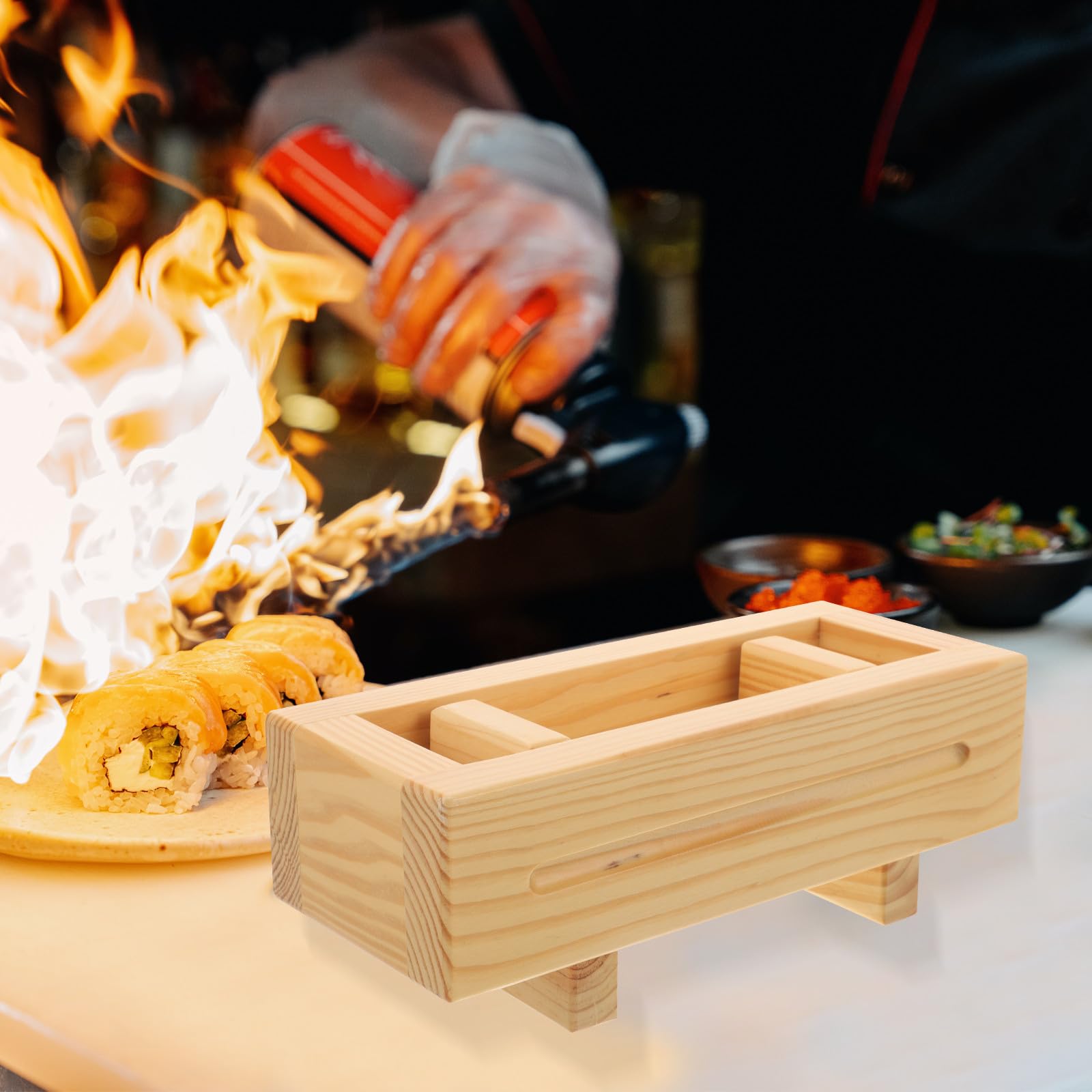 Didiseaon Molde de Madera para Hacer Sushi Diy, Prensa para Bolas de Arroz, Herramienta Práctica para Cocina en Casa, Restaurante y Hotel, Molde Claro para Rollos de Sushi, Suministros
