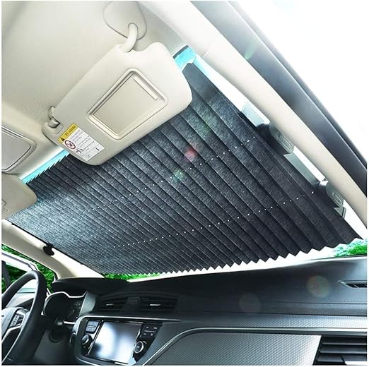 Amazon Co Jp 新デザイン車のフロントガラスサンシェード自動拡張ウインドウサンシェードサンバイザープロテクターサンシェイド Color Black Mesh 車 バイク