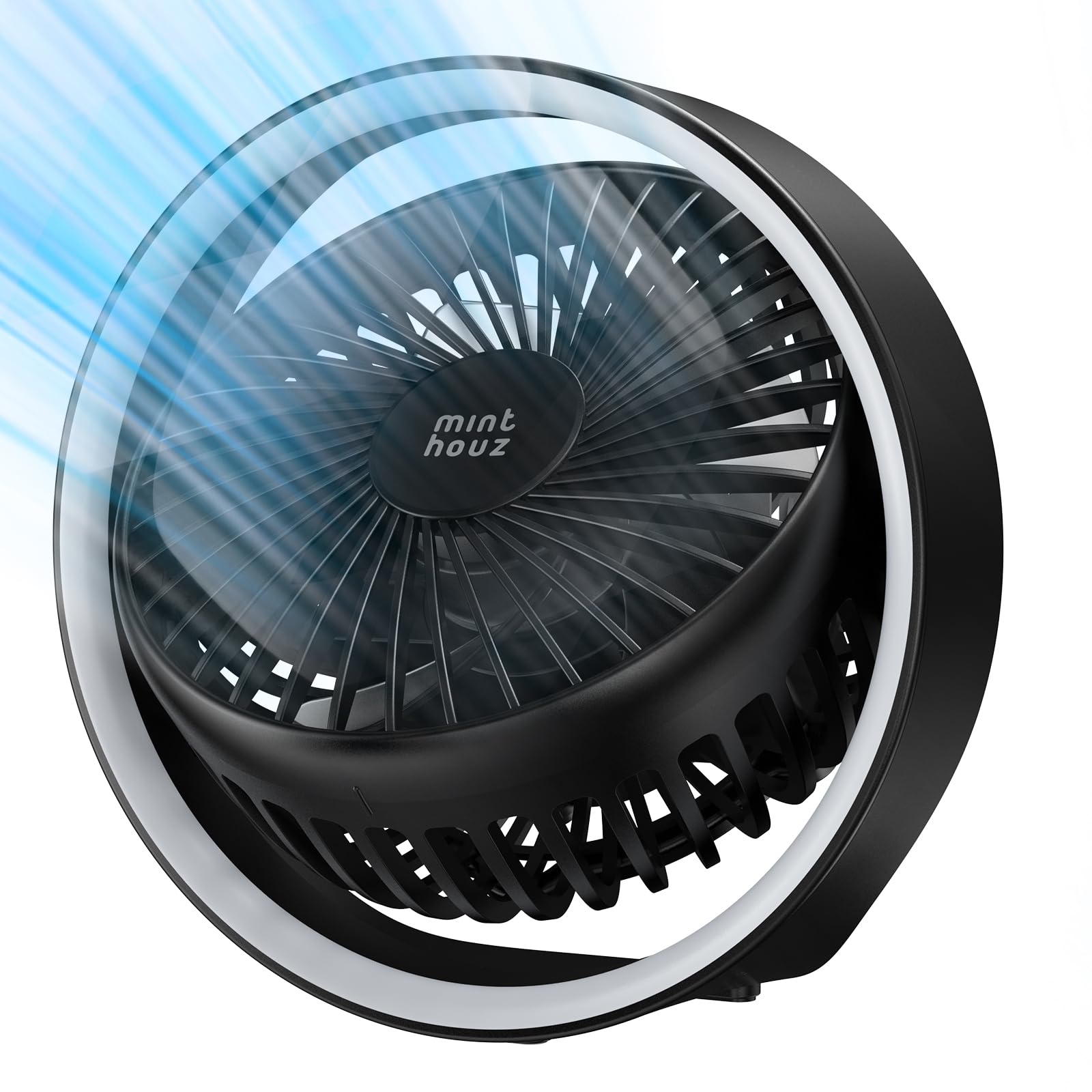 Mini ventilateur de bureau Minthouz anti chaleur avec lumière LED intégrée