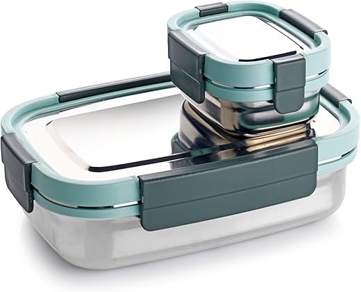 Ganesh Shine Stainless Steel Airtight Leak-Proof Lunch Box for Office, School, Picnic – 750ml -Color May Vary