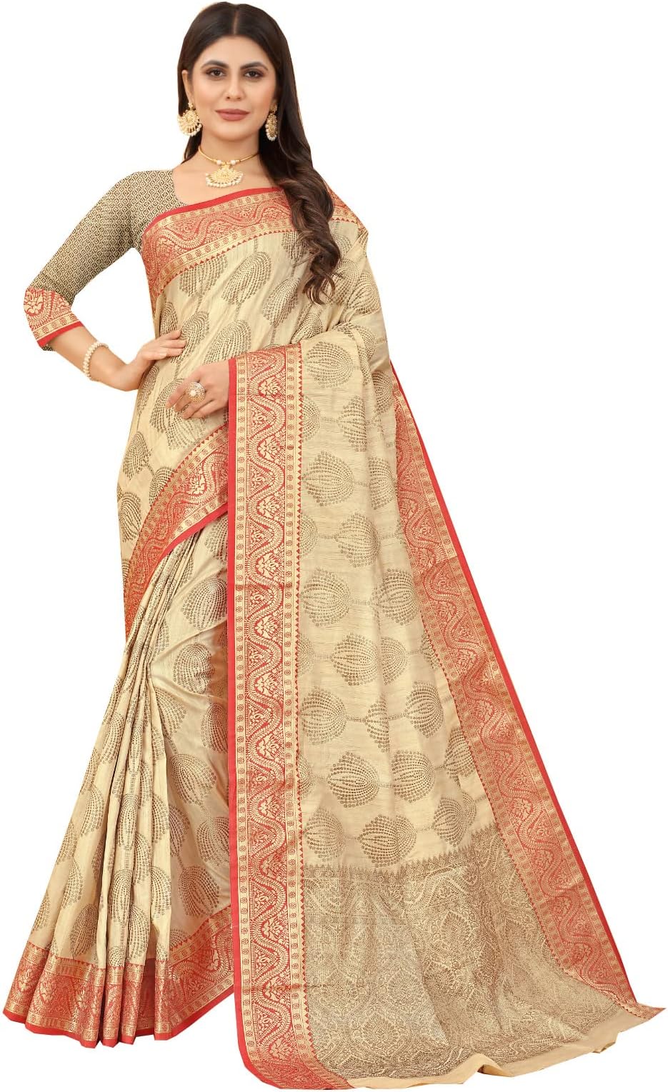 Rihana FashionSaree For Women Cotton Art Silk Sarees for Indian Wedding Gift, Sari and Unstitched Blouse piece - 133
