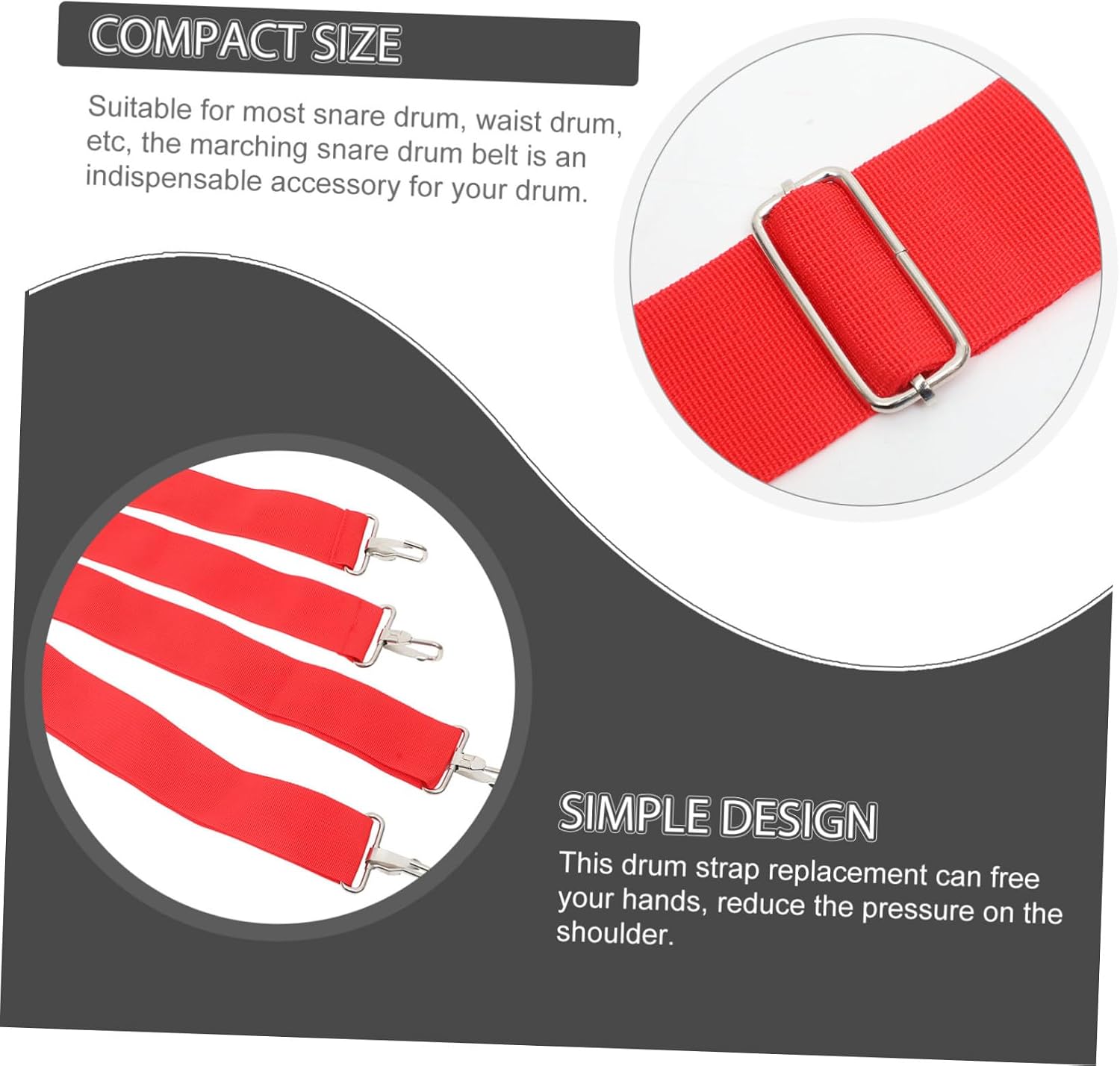 Adjustable Marching Snare Drum Sling Strap with Dual Shoulder Support Red Drum Belt for Parade and Performance Compatible with Snare