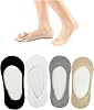 Bestjybt No Show Socks Women Ultra Low Cut Socks Cotton Seamless Non Slip Invisible Liner Footies for Flats 4 Pairs