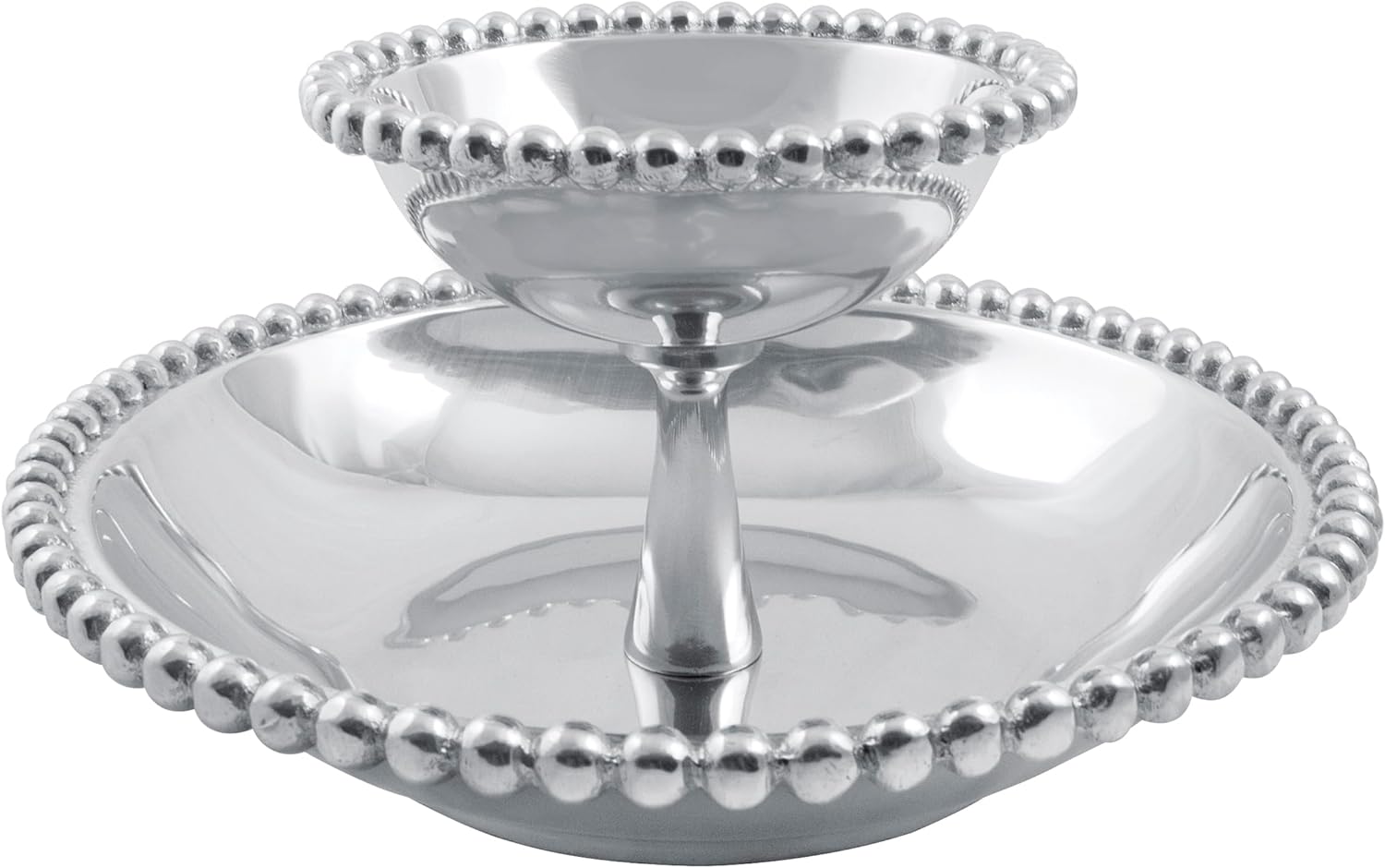 Mariposa Pearled Tiered Chip & Dip, One Size, Silver Chip