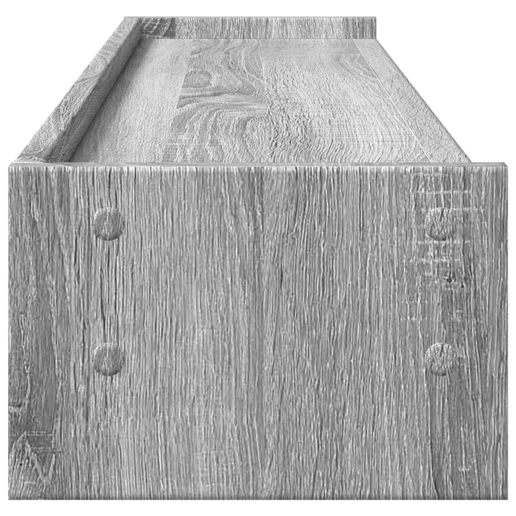 Supporto per monitor grigio Sonoma in legno 100 x 24 x 16 cm, per due monitor, 4 scomparti, portata 25 kg, supporto da scrivania per home office, ufficio e gaming