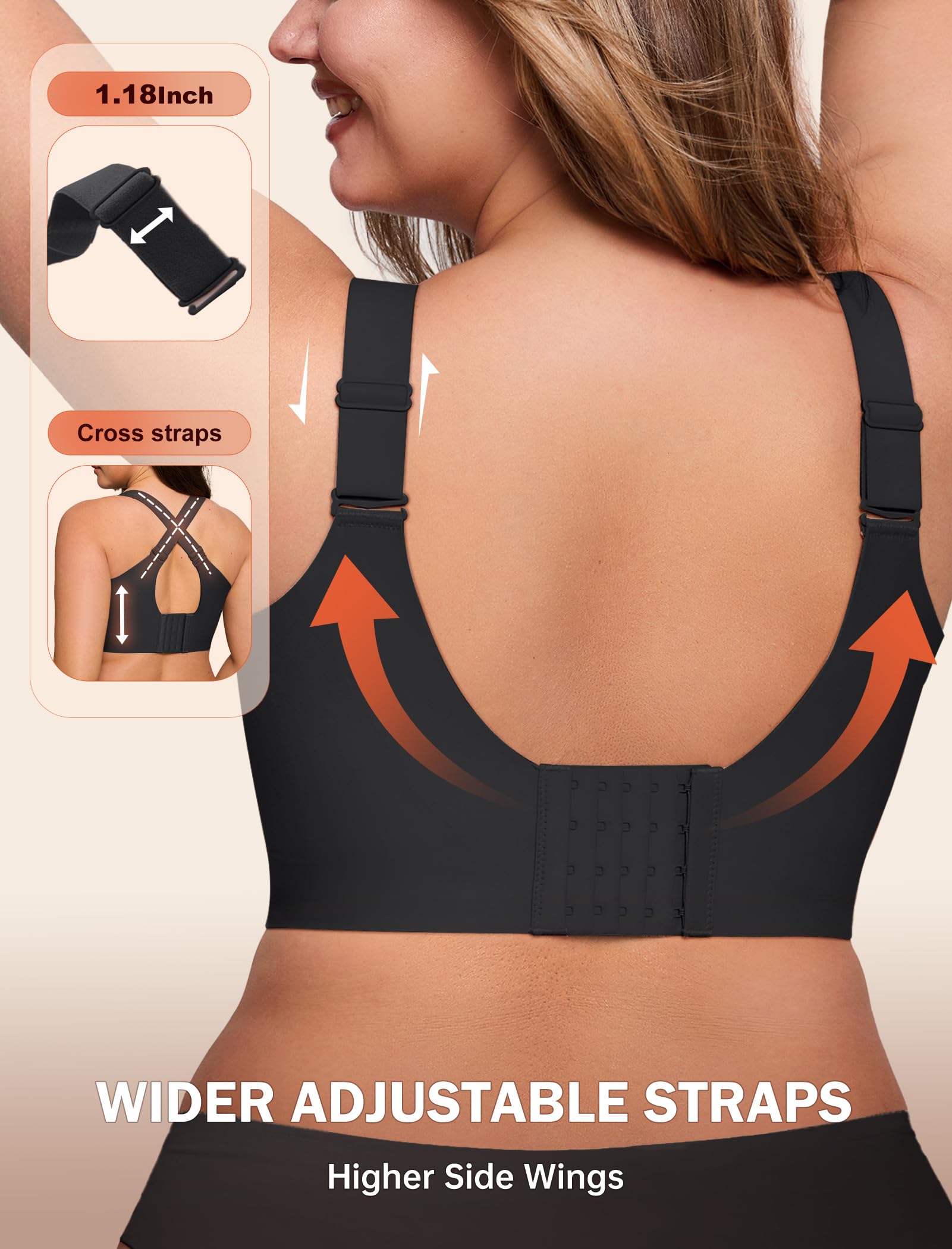 LetsJoli Bras for Women Supportive Wireless Push Up Bra Full Coverage No Underwire Seamless Plus Size for Older Women - 4