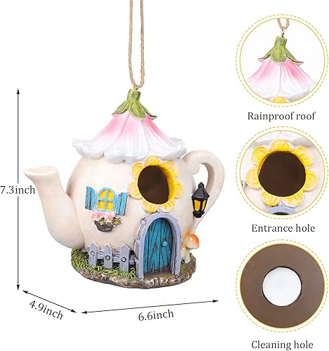 Miniatura 3 de Casas para pájaros, Casa de pájaros de resina para exteriores, Casas decorativas para pájaros, Regadera colgante Casas de pájaros para exteriores