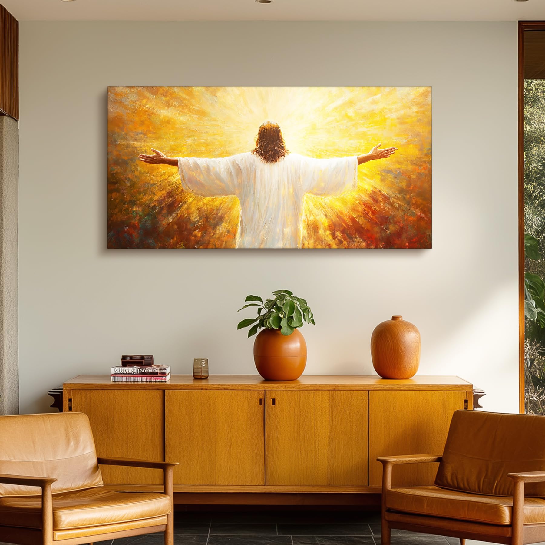 hyidecorart Cristiano de Jesús Cuadros Moderno Decoracion Salon 59x119 cm | Motivos Refinados, Impresión HD, Fácil de Colgar, Grandes Formatos, Decoración de Habitación Versátil, Arte Mural, Regalo