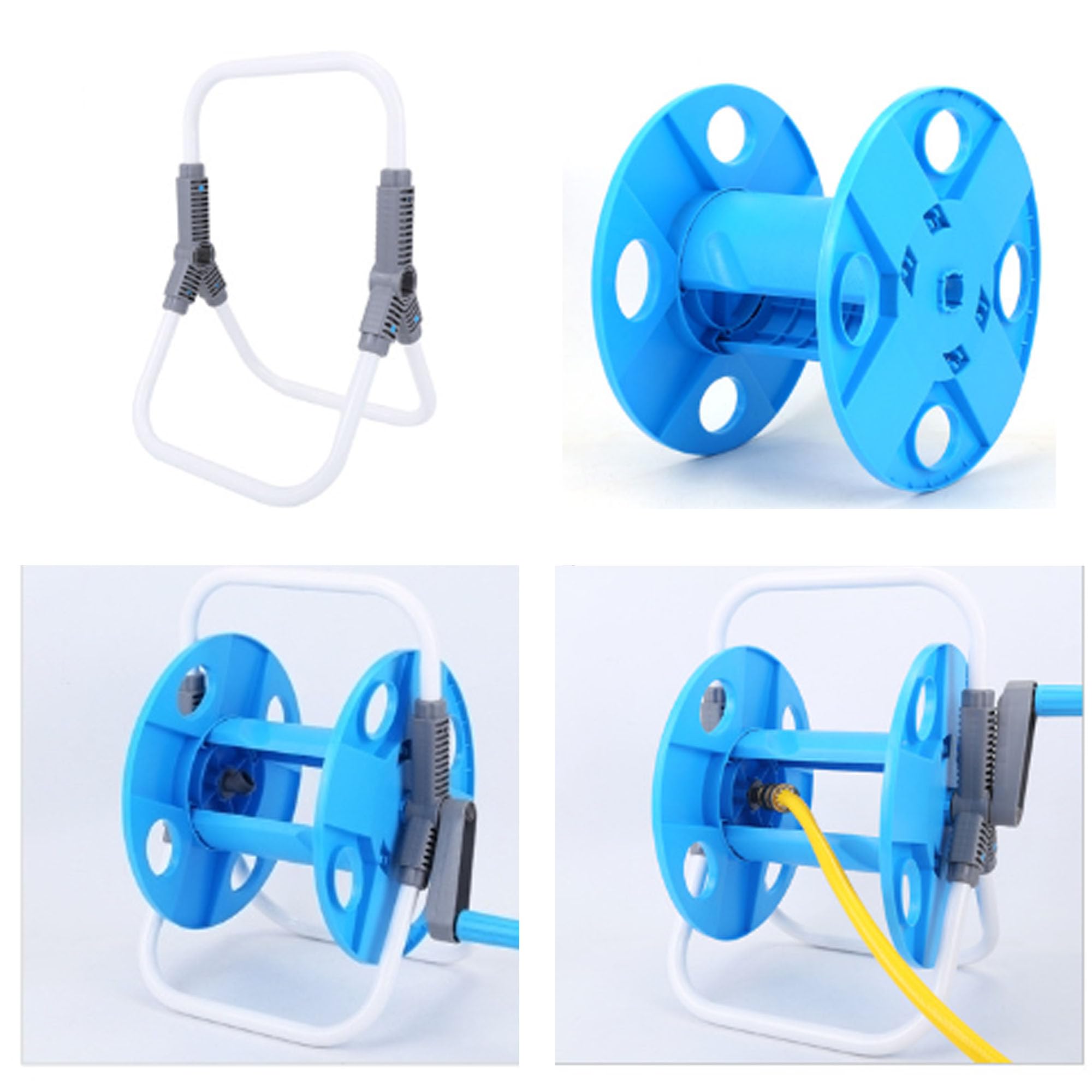 Bobina de Manguera 1/2" 45m, Carrete Portamanguera de Agua, Diseño Compacto, Manivela Manual Recogida Rápida, Previene que la Manguera se Doble, Fácil de Transportar y Almacenar