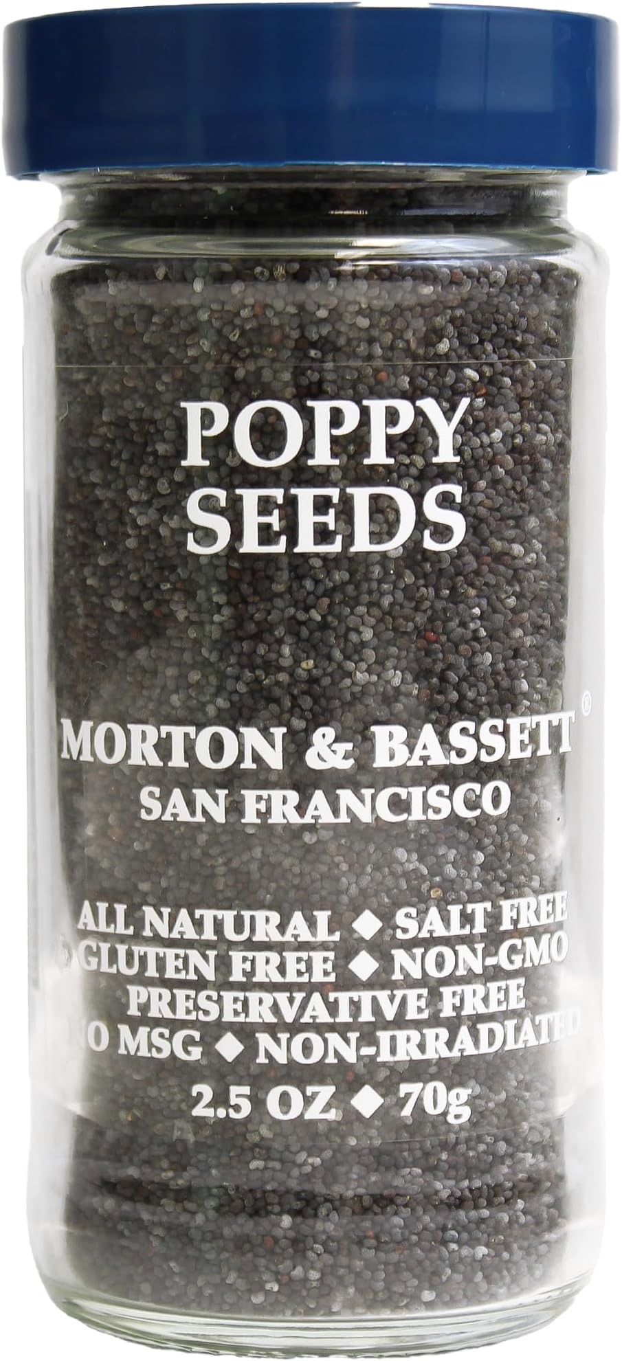 Morton & Bassett Poppy Seeds, 2.5oz โ All-Natural, Salt-Free, Non-GMO, Kosher, Nutty Flavor for Baking, Bagels & Dressings