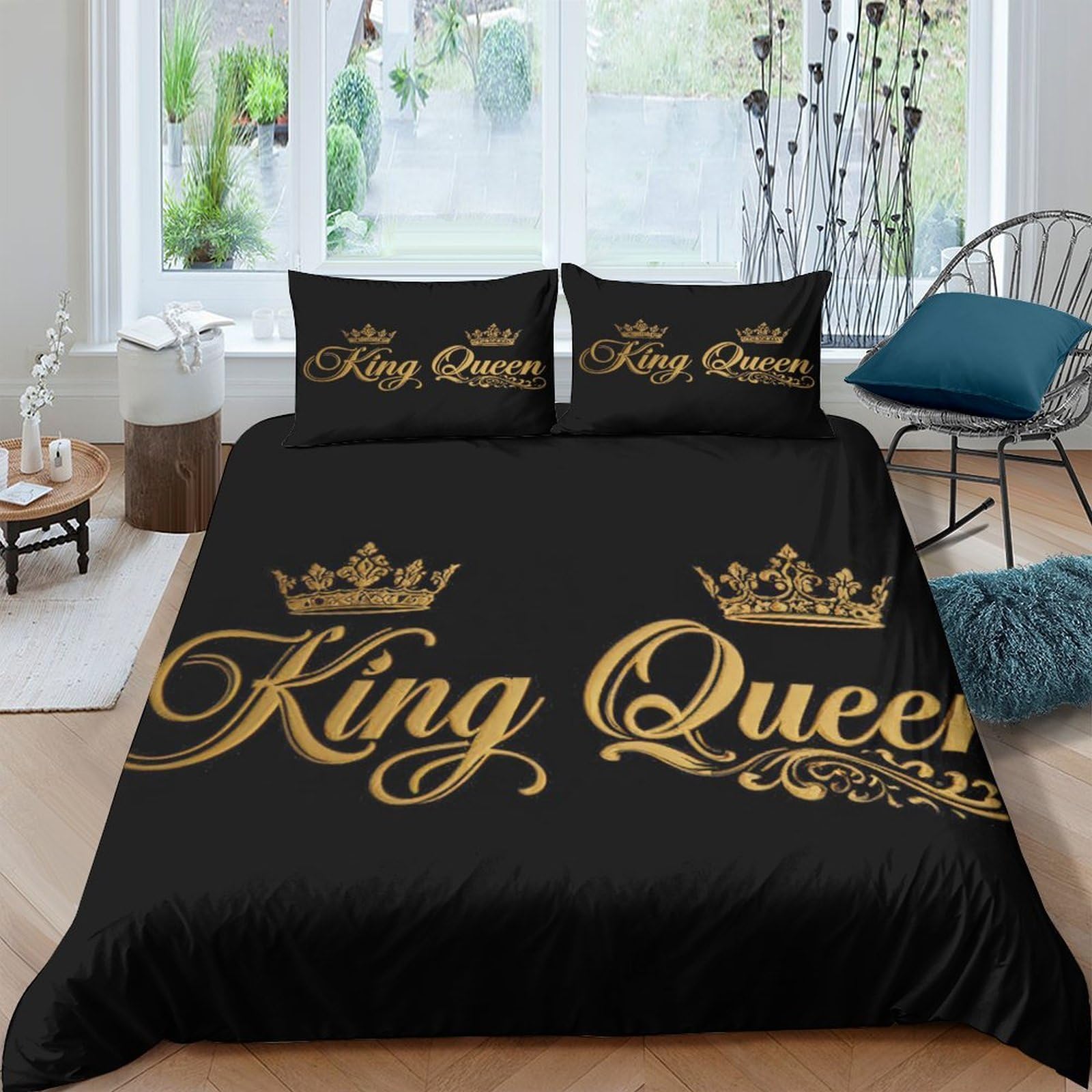 XFKLYNVCJ 3D Printed Royal couple Bedding Cover Microfiber Vintage royal script Duvet Cover Machine Washable Quick Drying for College Dormitory Student Accommodation Bedding Use King（220x240cm）
