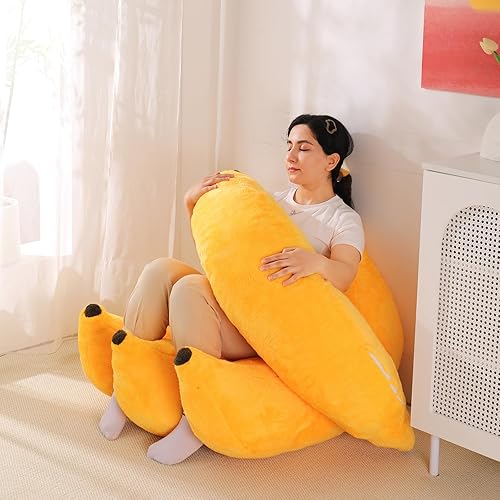 Miniatura 6 de Puf de plátano con otomana, sofá cama de suelo con reposapiés, cómoda tumbona convertible para adolescentes y adultos, sofá de felpa para