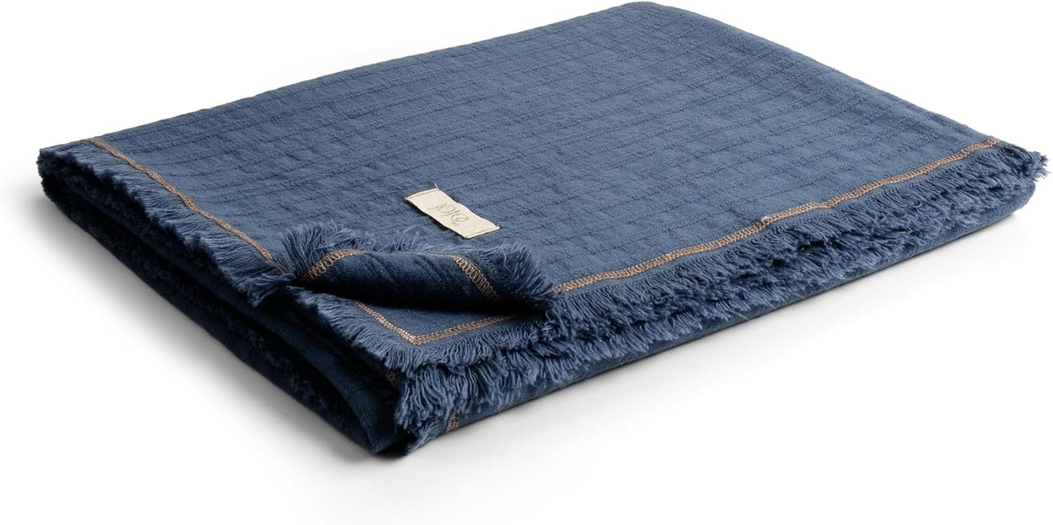 Frig Waffle Throw Blanket with Tassels - 50x66 Inch - 100% Turkish Cotton Tencel Breathable Blend Lightweight Blanket for Couch, Sofa, Bed