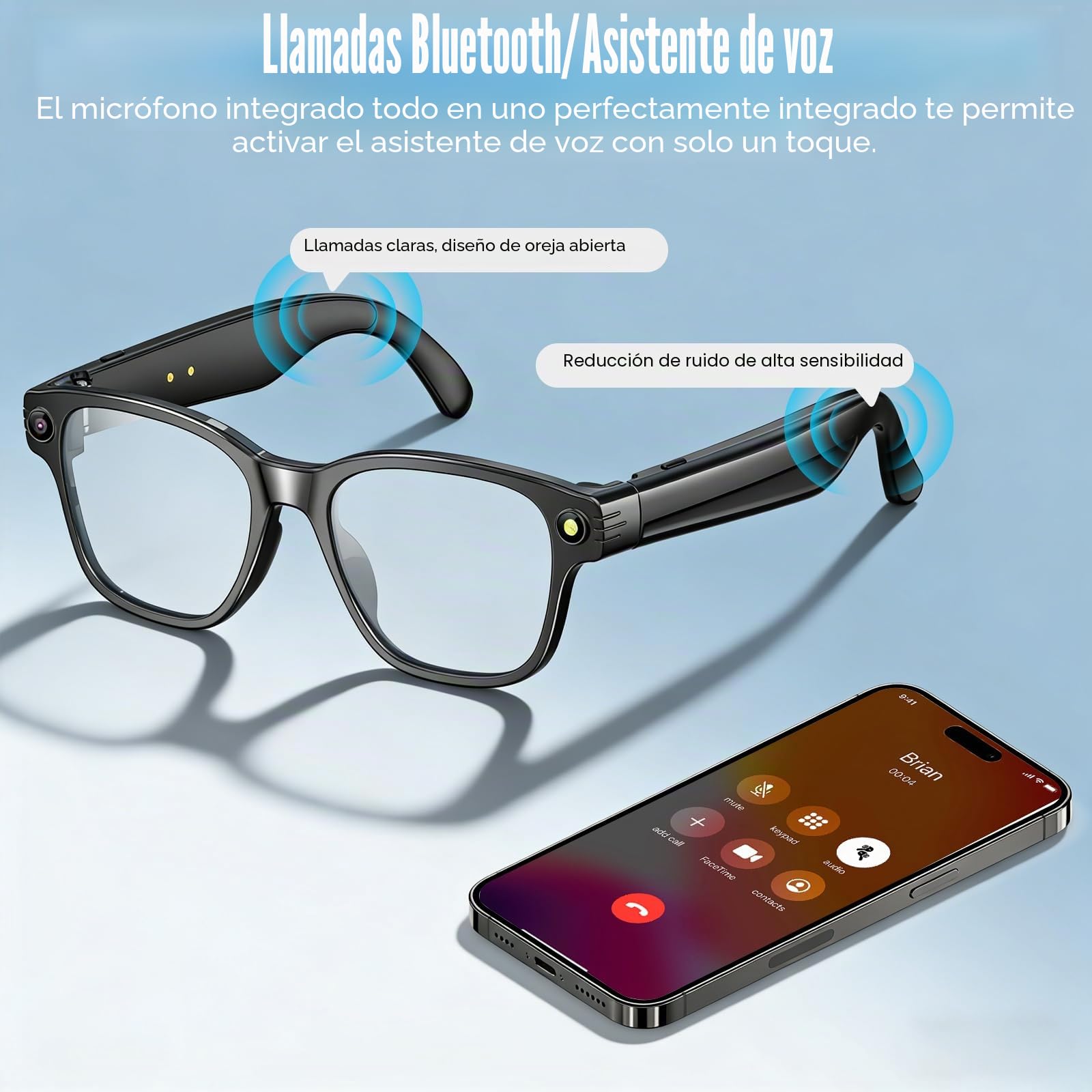 OBEST Gafas Bluetooth con cámara 1080P, gafas de sol inteligentes con grabación de foto/vídeo/audio, asistente de voz AI, traducción en tiempo real y telefonía Bluetooth