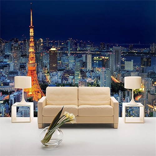 Mural de pared de paisaje de edificios de la ciudad de la torre de París, adhesivo de pared personalizado, papel mural duradero e impermeable para