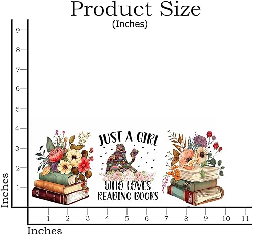 Miniatura 4 de Love Book - Calcomanía de transferencia de vidrio UV DTF - 3 piezas de transferencia floral de manualidades con texto en inglés "Just A Girl Who