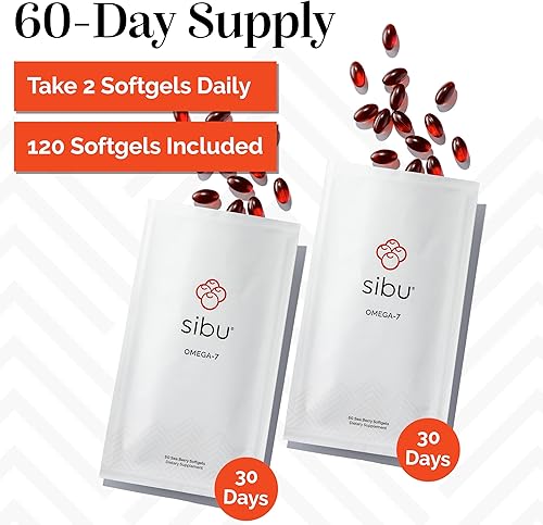 Miniatura 6 de sibu Omega-7 Softgels, Premium Organic Himalayan Sea Buckthorn Oil (120ct, 60 Day Supply)  Supplement for Healthy Skin, Hair, Nails and Dryness