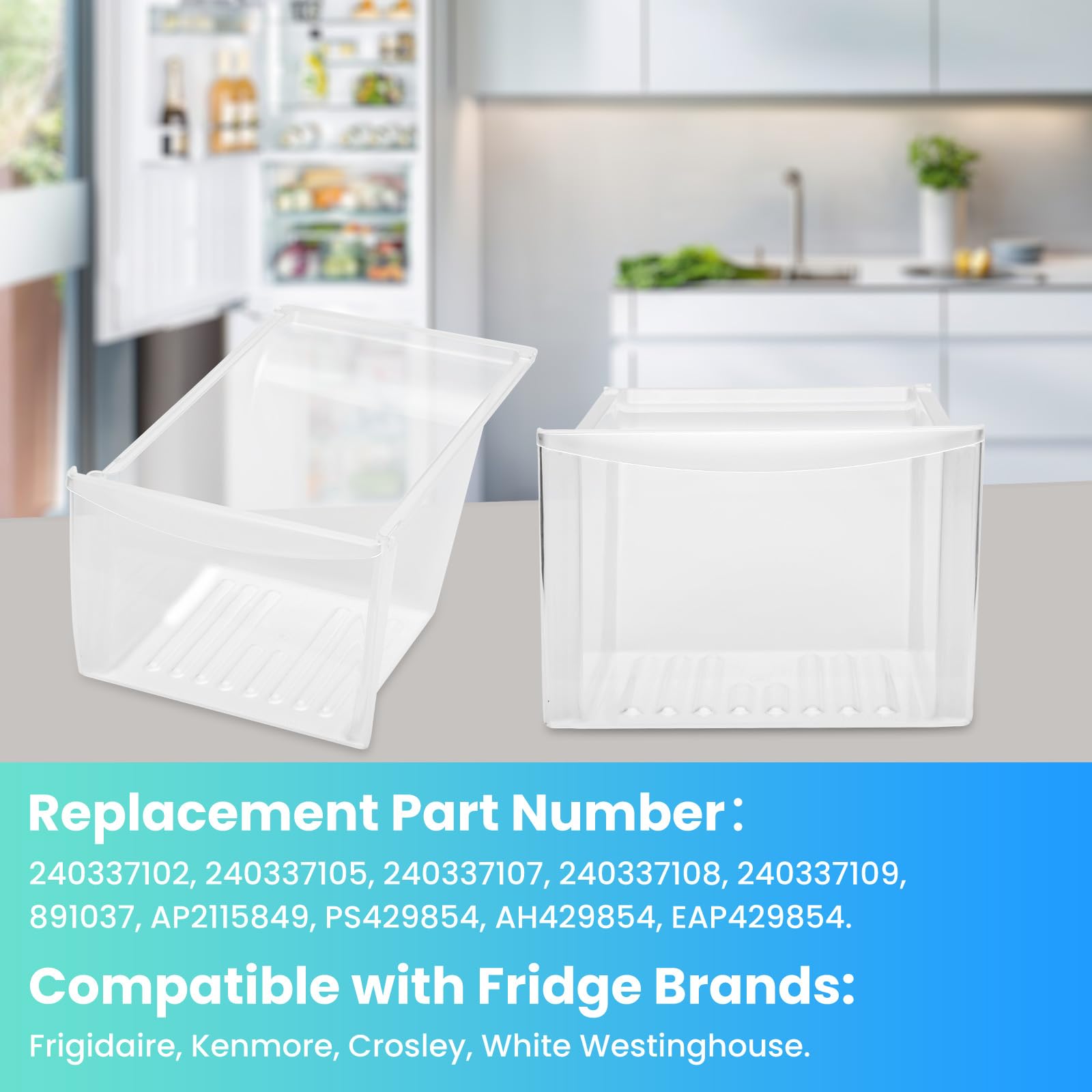 2 unidades 240337103 cajón de repuesto para cajón de refrigerador Frigidaire Kenmore
