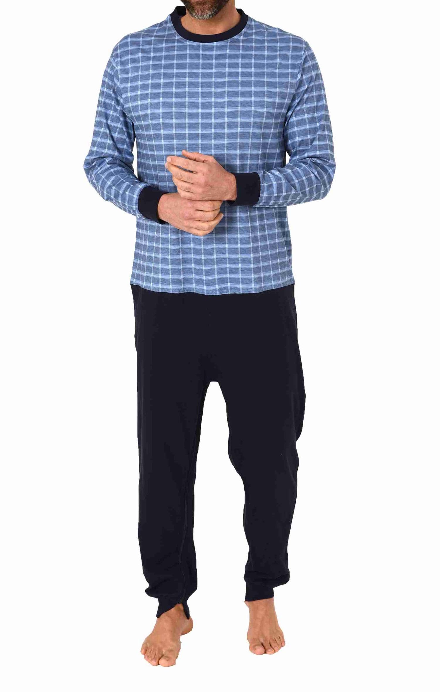 Normann Care Herren Pflegeoverall Langarm Einteiler Schlafanzug mit Reissverschluss am Rücken und Bein