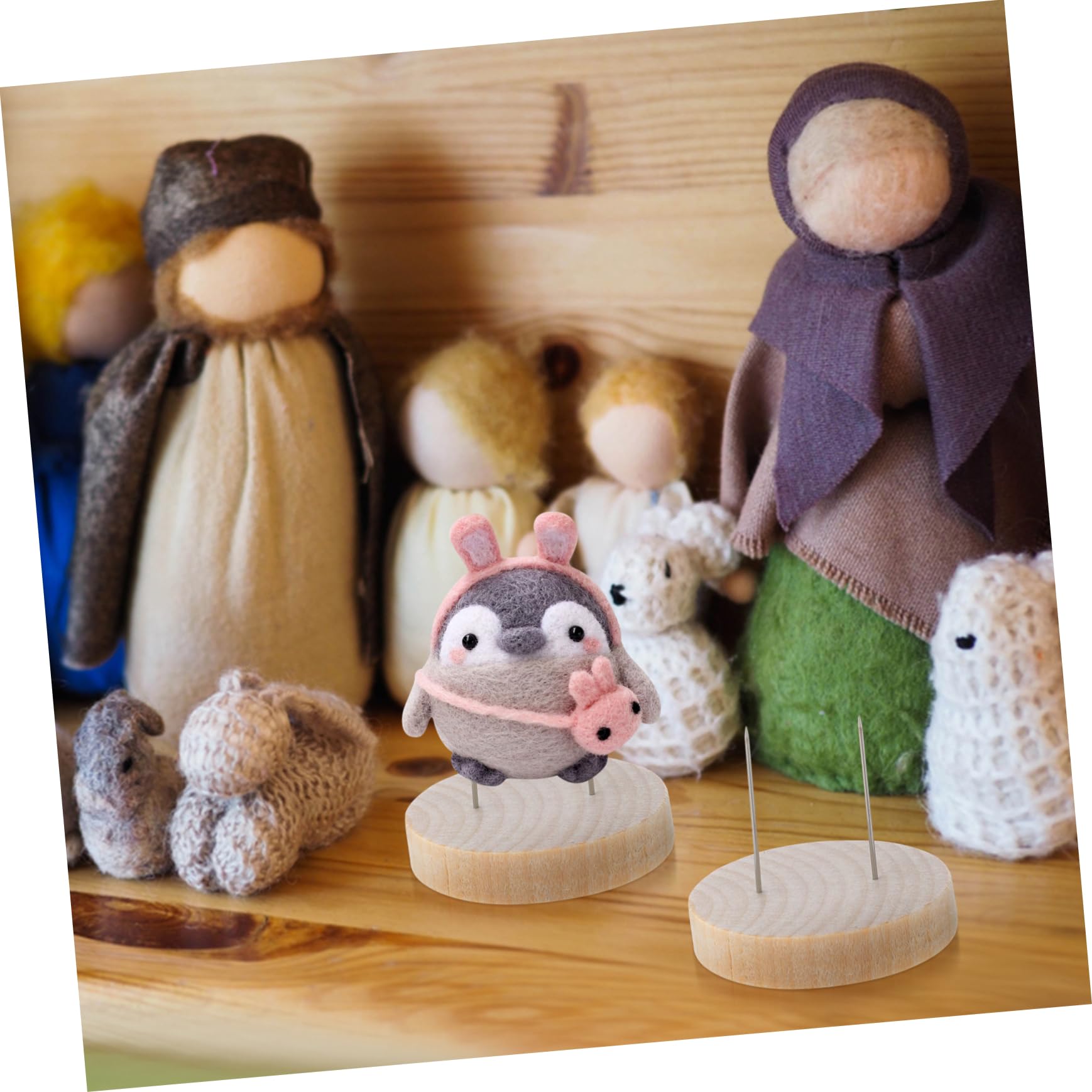 Support En Bois Pour Poupées Au Crochet Ou Chiffon - Base Stable Avec Picots Double Aiguille