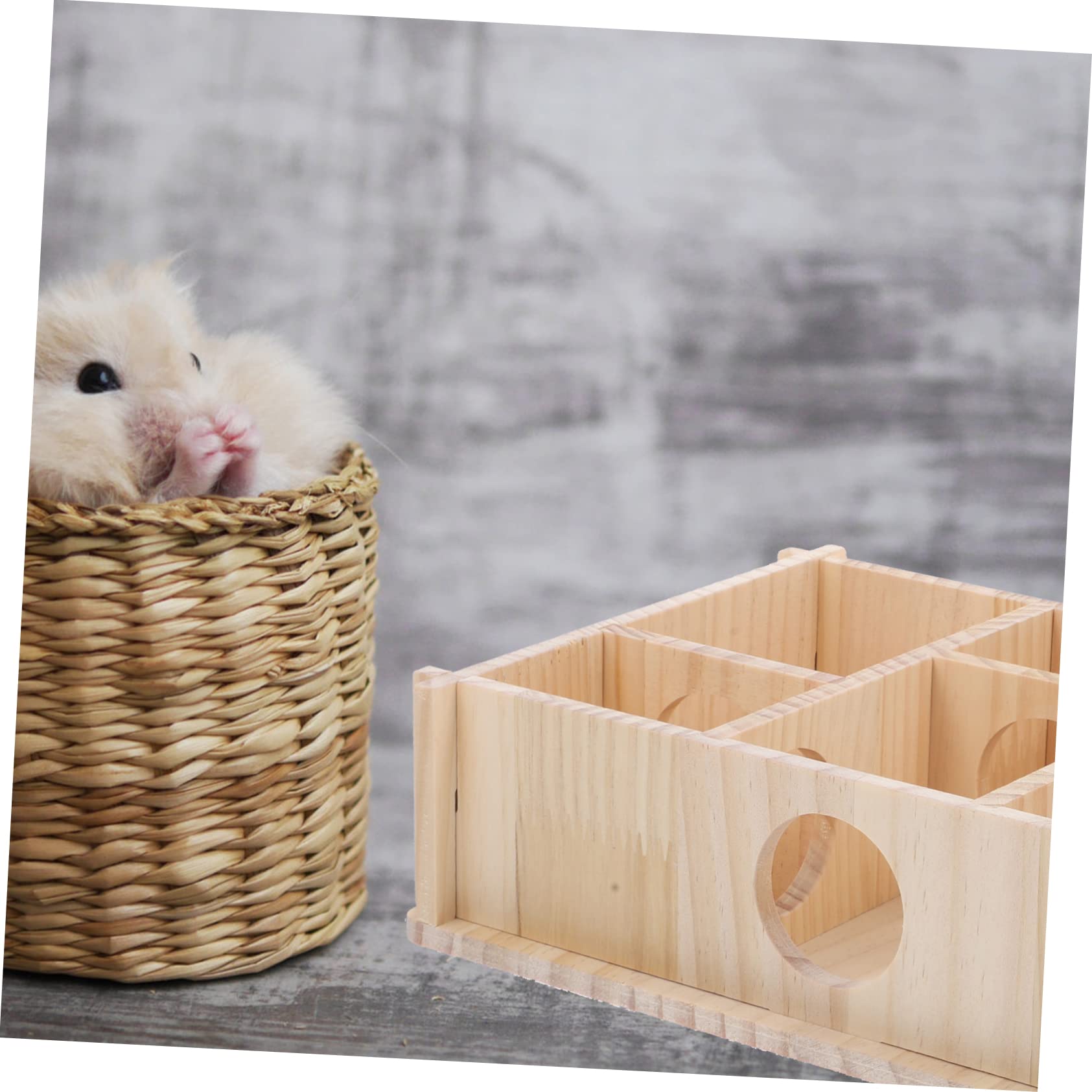 ifundom Hölzernes Hamsterhütte Labyrinth Spielzeug für Kleine Haustiere mit Verschleißfester Oberfläche Plattform zur Unterhaltung für Ruhe und Schlaf