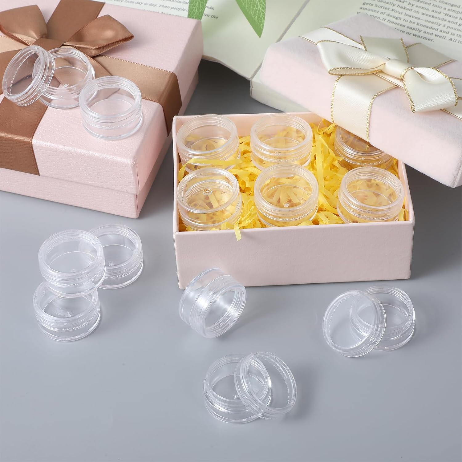 5g Mini Makeup Containers for Creams, 20Pcs Small Sample Containers with Lids, Ymapinc Leak-Proof Refillable Mini Plastic Jars, Clear Cosmetic Empty Sample Pots for Lip Balm Travel Storage