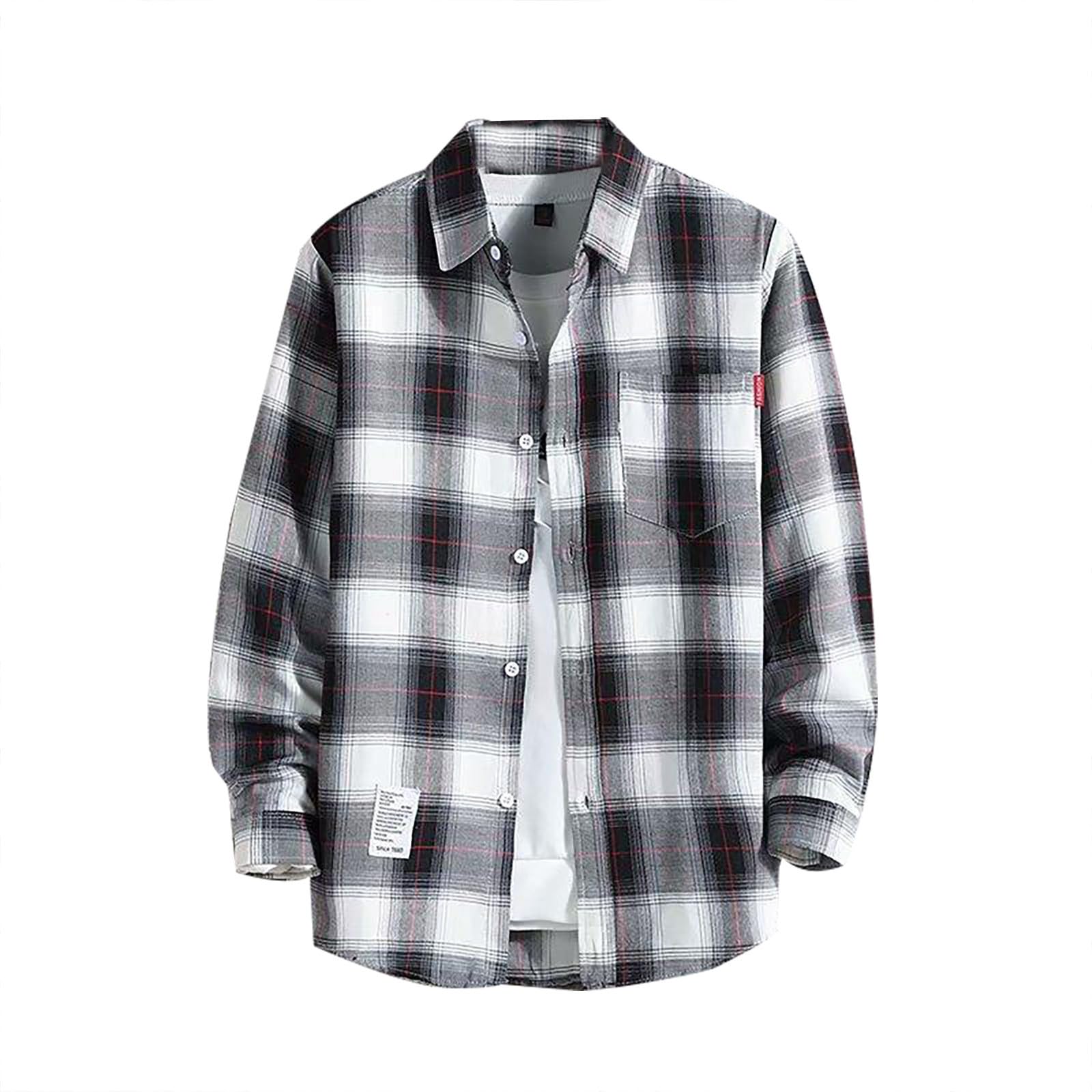 Genérico Camisas de Verano Hombre Estampadas Camisa Cuadros Hombre Invierno Camisa de Vestir Hombre Elegantes Manga Larga Camisas Hombre Manga Larga de Vestir Camisa Casual de Manga Larga con Botones