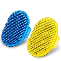Vista 1 de ROPO Dog Bath Brush, Dog Shampoo Brush Soothing Massage Rubber Comb with Adjustable Ring Handle for Long Short Haired Dogs and Cats 2pcs