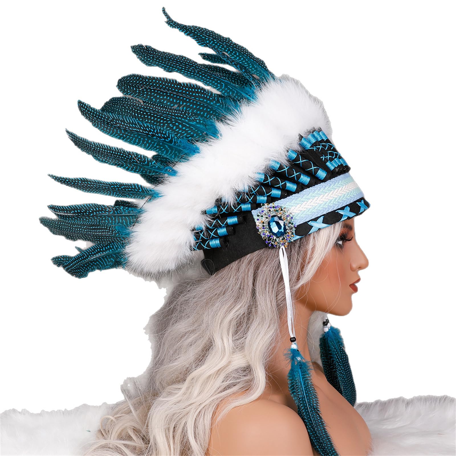 Colorido tocado indio con encanto étnico y diseño ajustable para fiestas temáticas y reuniones. Tocado cultural tradicional con colores arcoíris