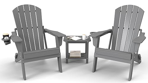 3-Piece Folding Adirondack Chair Set - 38" Extra Tall Back