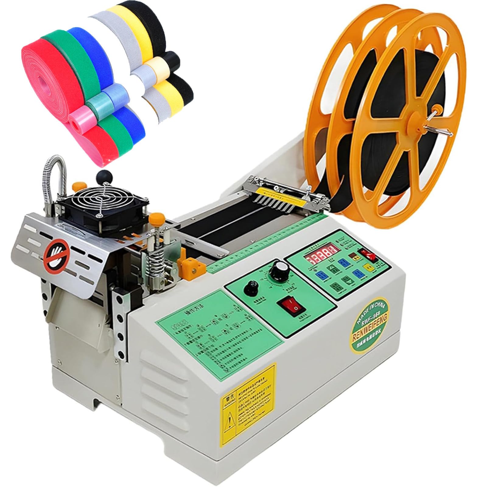 PtaTritious 400W Automatic Tape Cutting Machine, Cloth Belt Cutting Machine, 95mm Weaving Belt Cutting Dispenser, Magic Adhesive Tape Webbing Machine,for All Kinds of Belts