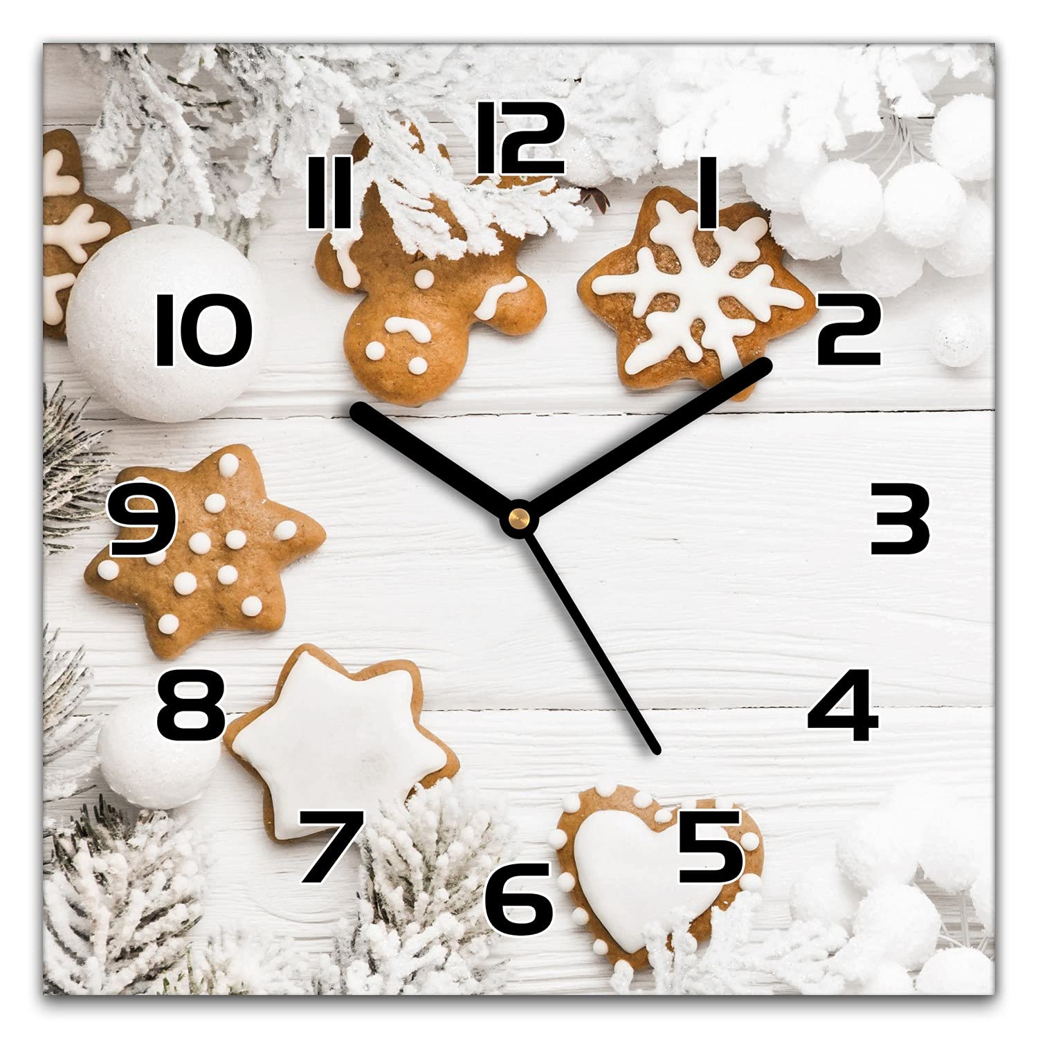 Horloge murale Noël en verre 30x30 cm Coloray silencieuse pour cuisine