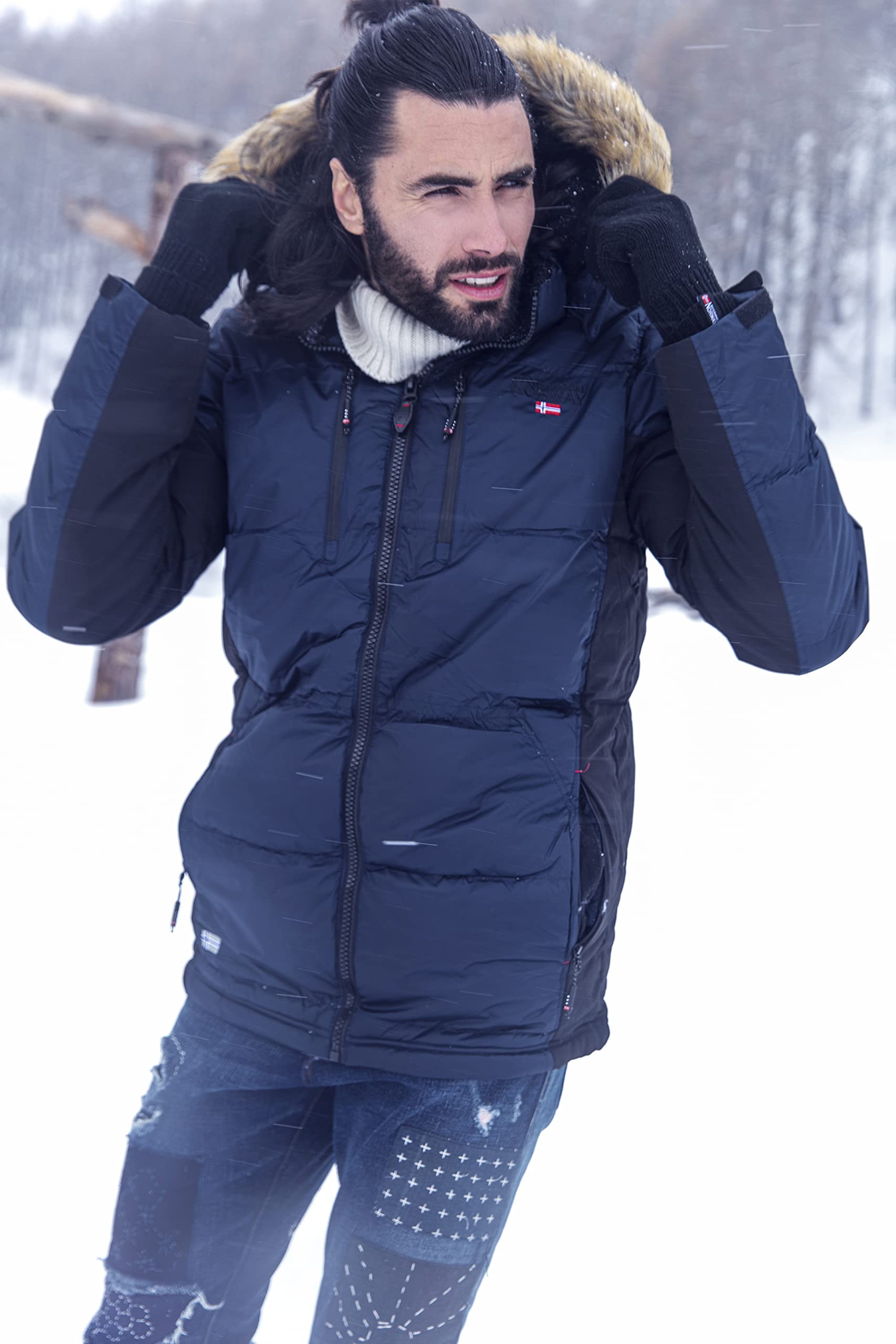 Geographical Norway Danone Men - Parka Hombre Otoño Invierno - Chaqueta De Abrigo Para Hombres - Chaqueta Rompevientos De Manga Larga - Rego Ide Para Hombres