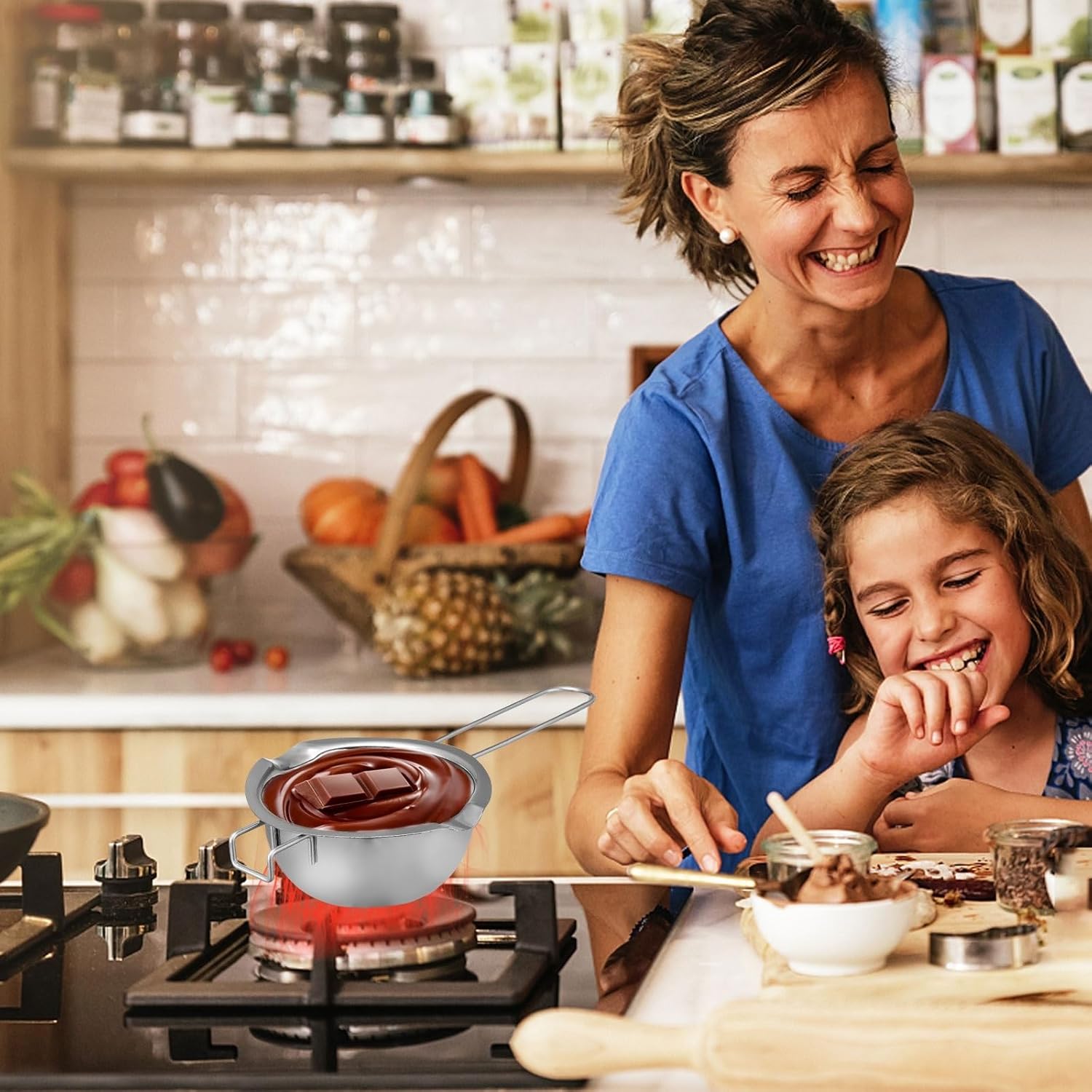 Stainless Steel Double Boiler Pot Melting Bowl Double Boiler Pot Wax Melting Cheese Chocolate Stainless Steel(400ml)