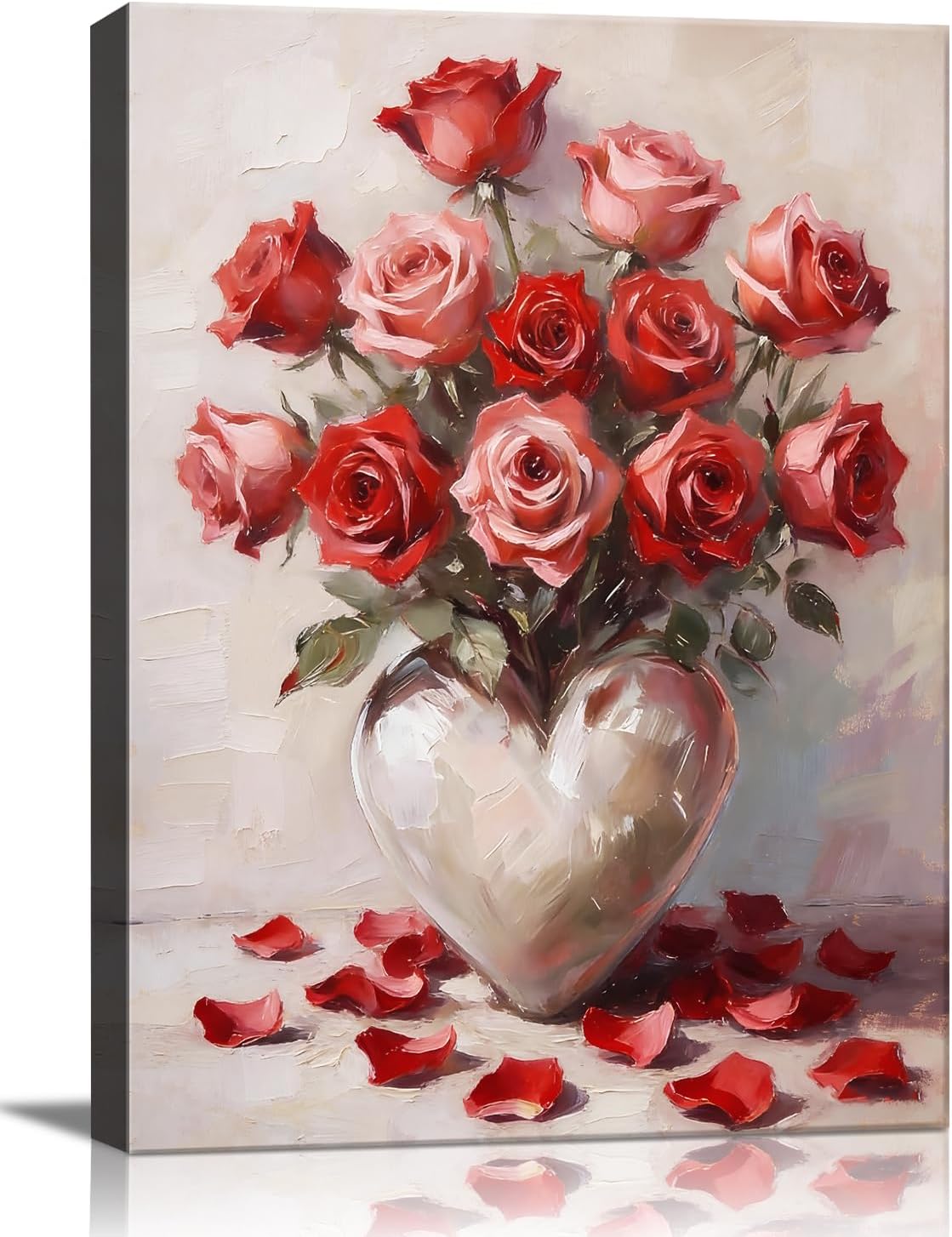 Valentine's Day Framed Canvas Wall Art, Ship Next Day Romantic Canvas Pictures for Bedroom & Living Room Decor, Sweet Couple Canvas Prints Valentines Gifts for Her Him 24×36In