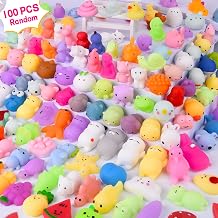 100PCS Kawaii Squishies, Mochi Squishy Toys for Kids Party Favors, Mini Stress Relief Squishy Fidget Toys for Classroom Prizes, Kids Party Favors Goodie Bags Stuffers with Storage Bag