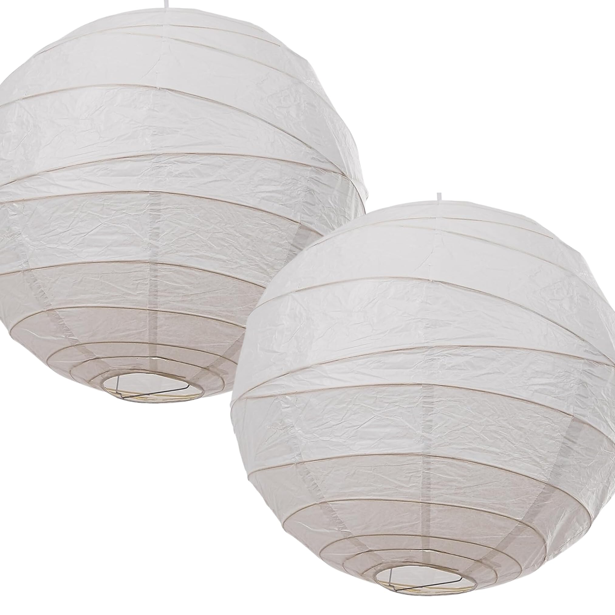 Loxton Lighting Whte Pack Of 2 - White Irregular Bamboo Paper Lanterns (24Inch 60Cm)