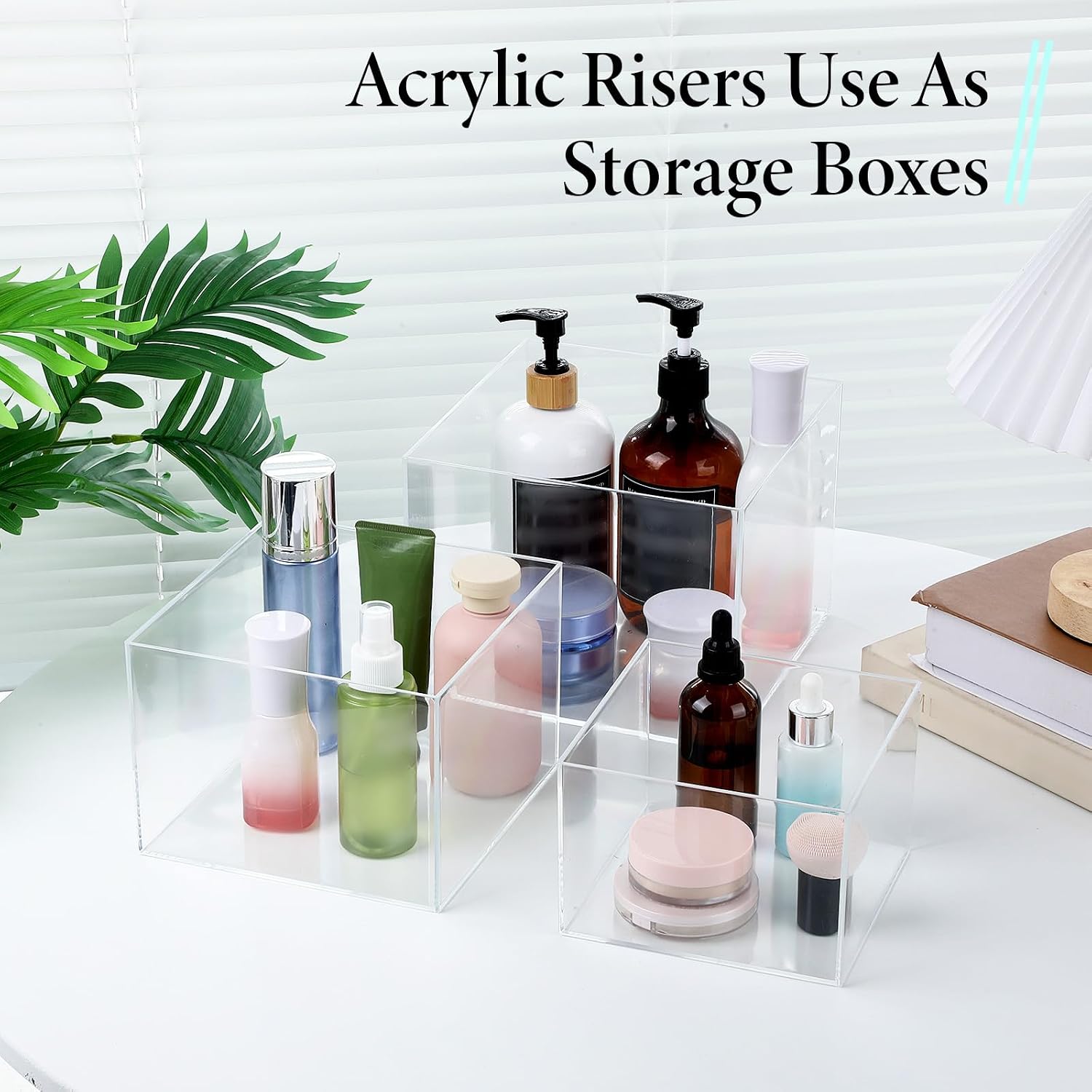 6 Pcs Clear Acrylic Risers Display Stands with Hollow Bottoms | Acrylic Cube Boxes Square Nesting Cubes Decorative Stand for Food Dessert Candy Jewelry Table Decor, 6 Sizes
