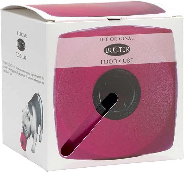 Kruuse Buster Mini Cube Feeder, Cherry - Dog Puzzle Toy, Treat Dispenser, Mental Stimulation, Small Breeds