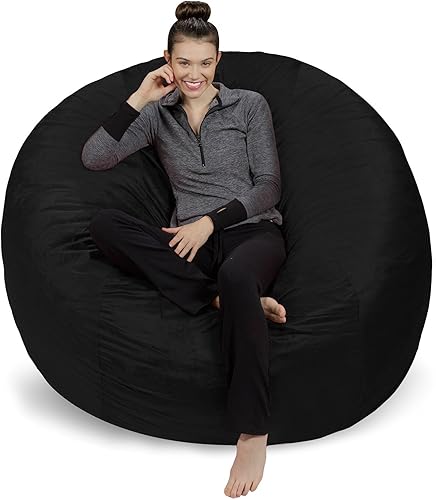 Sofa Sack - Puff gigante de 6 pies, Tela, Negro