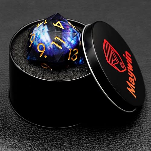 Miniatura 10 de Dados Dungeons and Dragons D20 con estuche de regalo, dados jumbo de globo ocular de 1.776 pulgadas (1.969 in), dados poliédricos de borde afilado