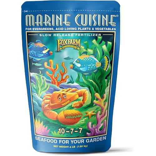 FoxFarm Marine Cuisine All Purpose Fertilizer - 10-7-7 Ocean-Based Plant Food with Crab Meal, Seabird Guano - Slow Release Fertilizer for Vegetables, Flowers, Roses & Container Plants - 4 lb