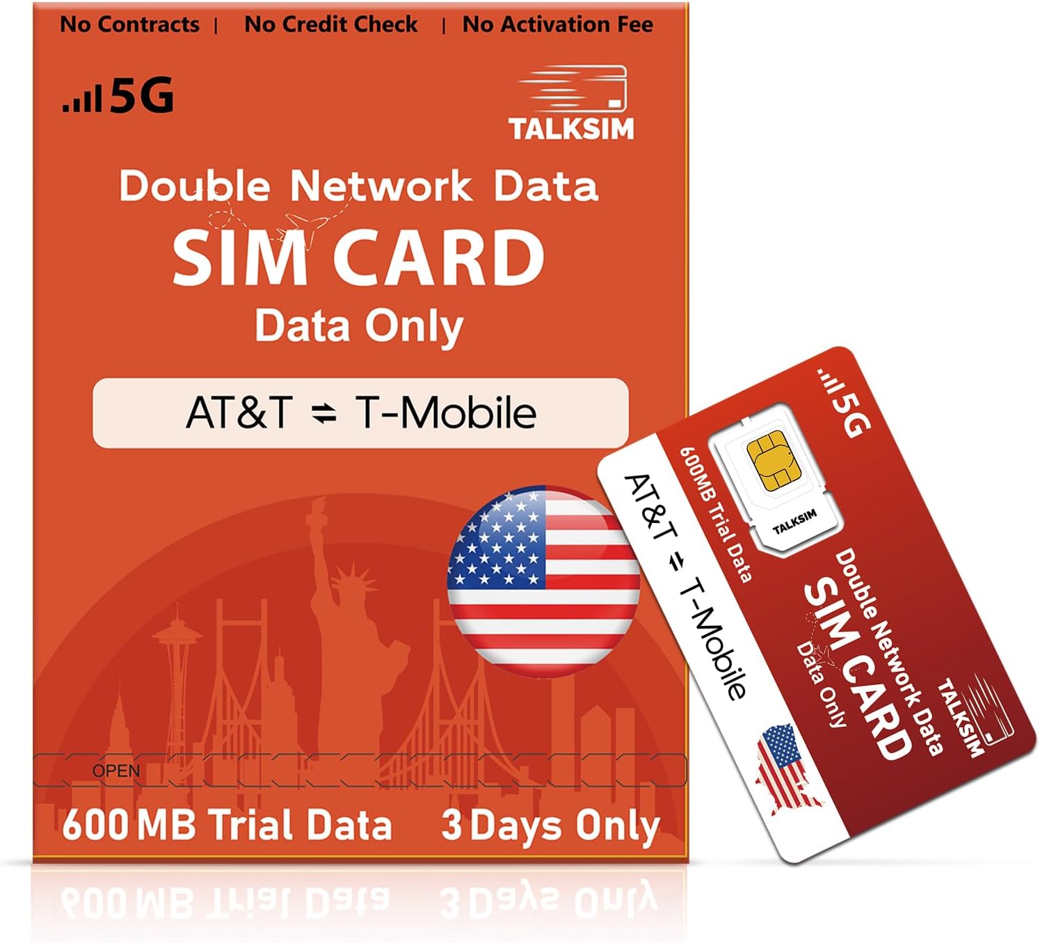 US Prepaid SIM Card Support AT&T, T-Mobile Network | 4G LTE Cellular SIM USA Card, Compatible with Unlocked Security Camera/Router/Mobile WiFi Hotspot/Tablet iot Devices
