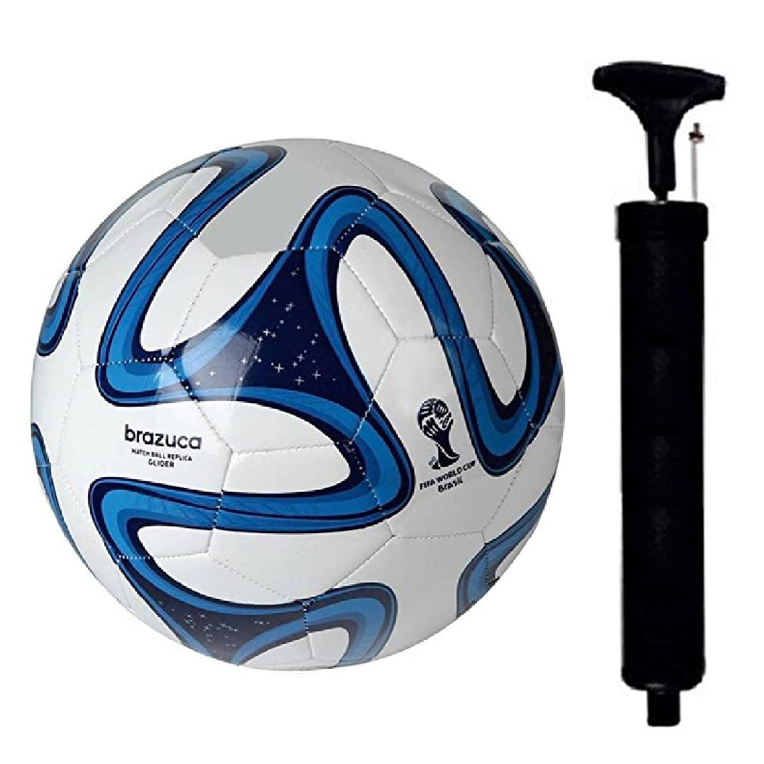 S.Stock Sports Blue Braz-uka Hand Stitch PVC Football Size-5 with Pump Combo(Ball & Pump)
