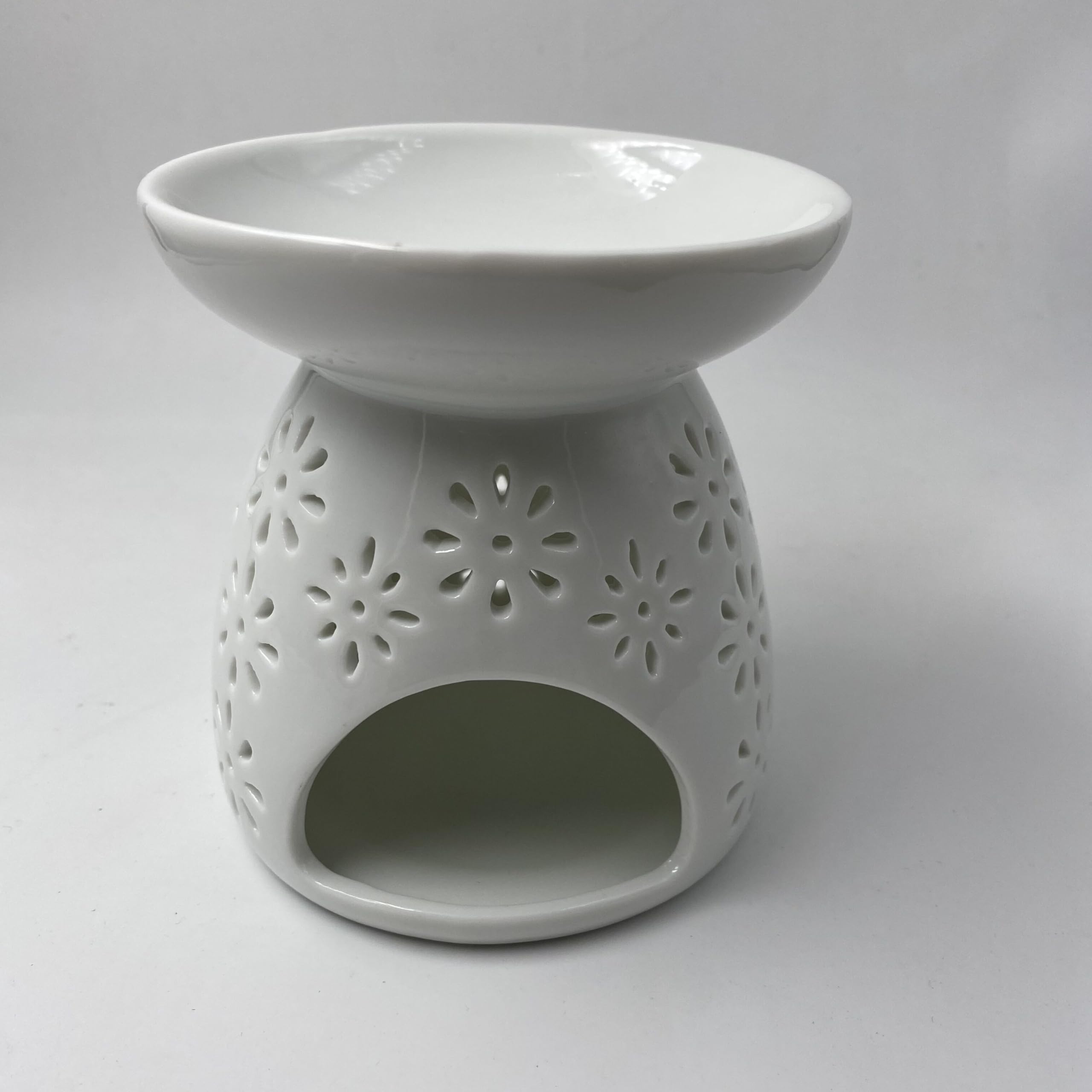 Bruciatore Per Oli Essenziali In Ferro E Ceramica Nero - Lampada Profumata Con Portacandela Tealight