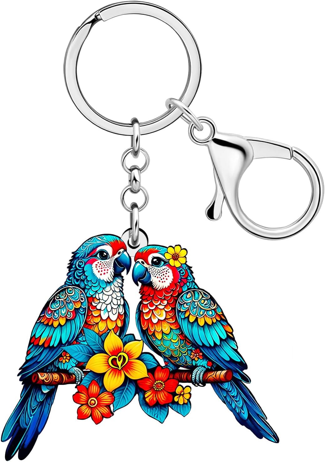 Acrylic Cute Hawaiian Tropical Parrot Keychain Accessories Bird Gifts for Bird Lovers Women Girls Backpack Bag Charm