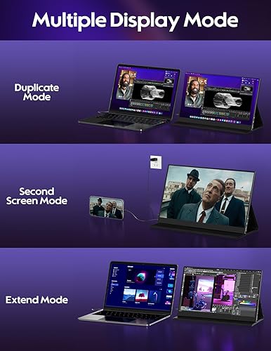 Miniatura 5 de ZSCMALLS Monitor portátil táctil de 15.6 pulgadas 1080P 60HZ para laptop, pantalla táctil de 1920P × 1080P con HDR, 100% sRGB 10001, ultra delgado y